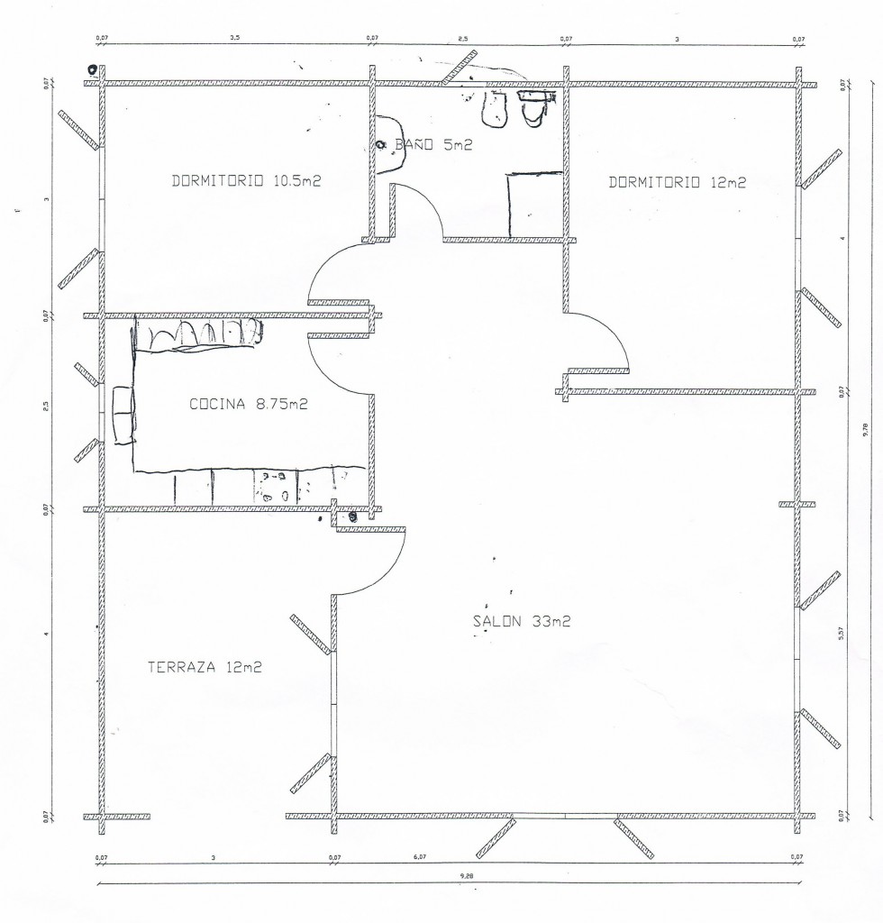 Plano casa de madera 100 m2