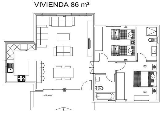 Plano Casa 86 m2 modelo A MCCM Casas